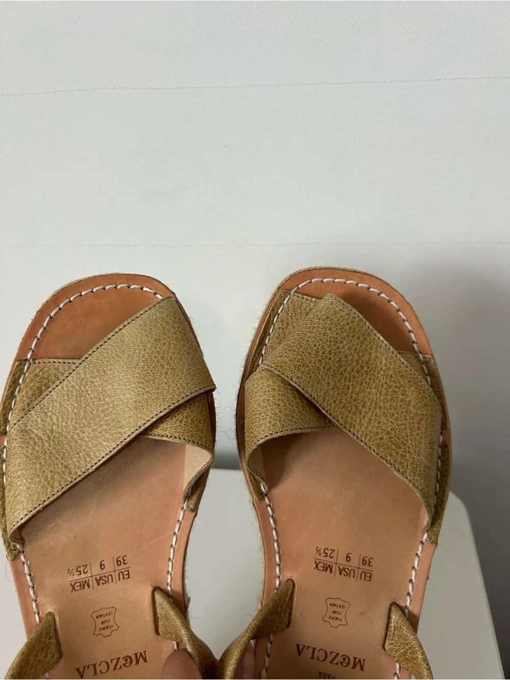 AVRK Avaraca Mezcla Espadrille Platform Leather Sandals Size 9 boho beach chic